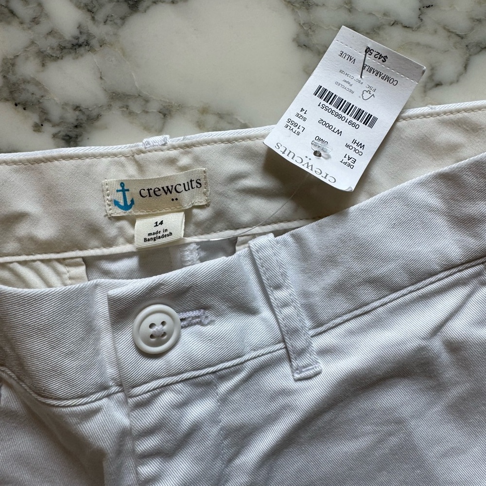 NWT J Crew Crewcuts White Boys' Gramercy flex chino short Sz 14 Sold Out - Picture 9 of 10